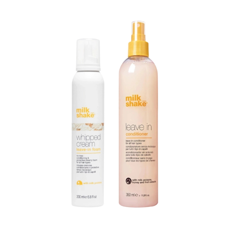Pachet DUO Balsam spuma leave-in pentru toate tipurile de par Milk Shake Whipped Cream Leave-In, 200 ml MILK SHAKE