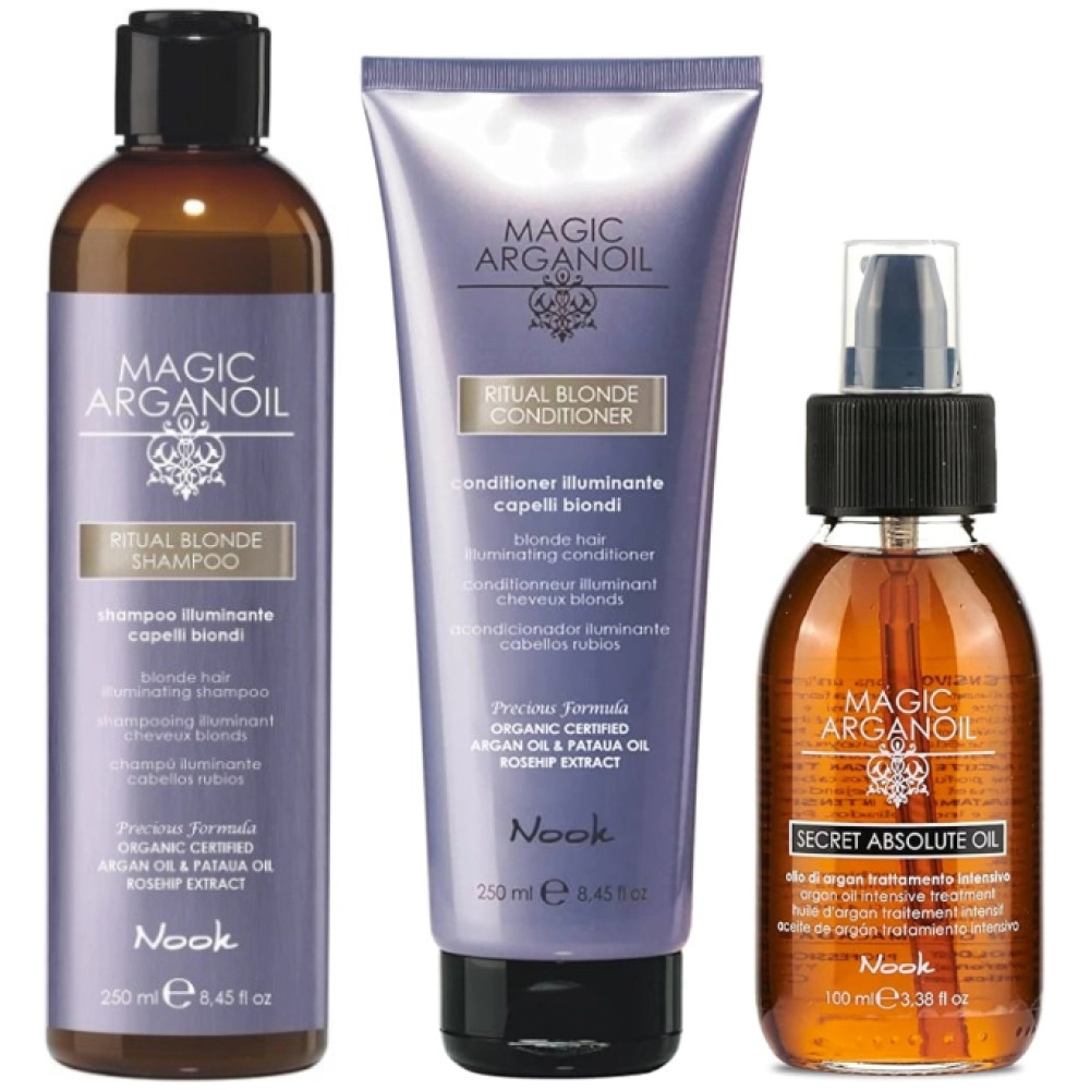 Pachet neutralizare si hidratare Rituale Blonde sampon 250 ml, balsam 250 ml, ulei de argan 100 ml