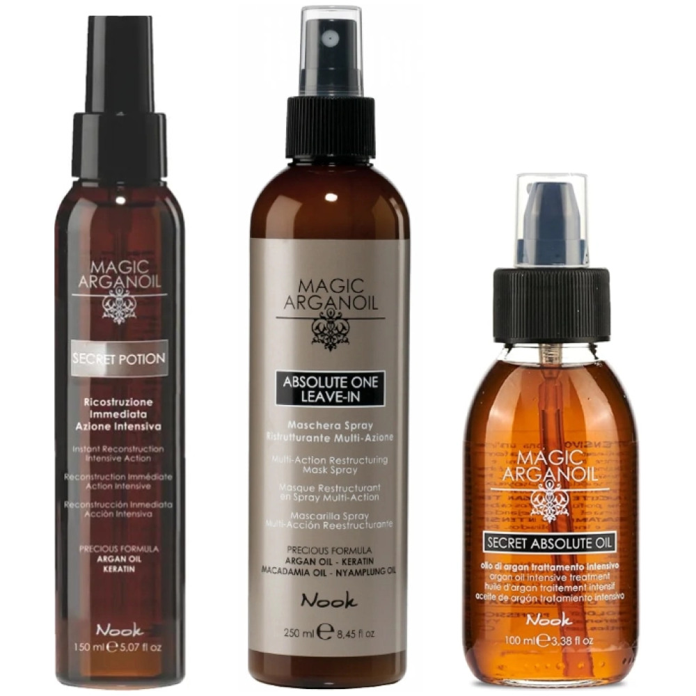 Pachet tratament Secret, potion 150 ml, masca leave-in 250 ml, ulei de argan 100 ml
