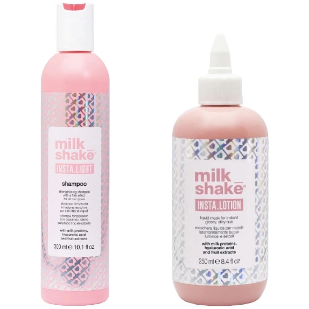 Pachet pentru netezirea si indrepatarea parului Insta Light - Sampon 300ml, Tratament 250ml
