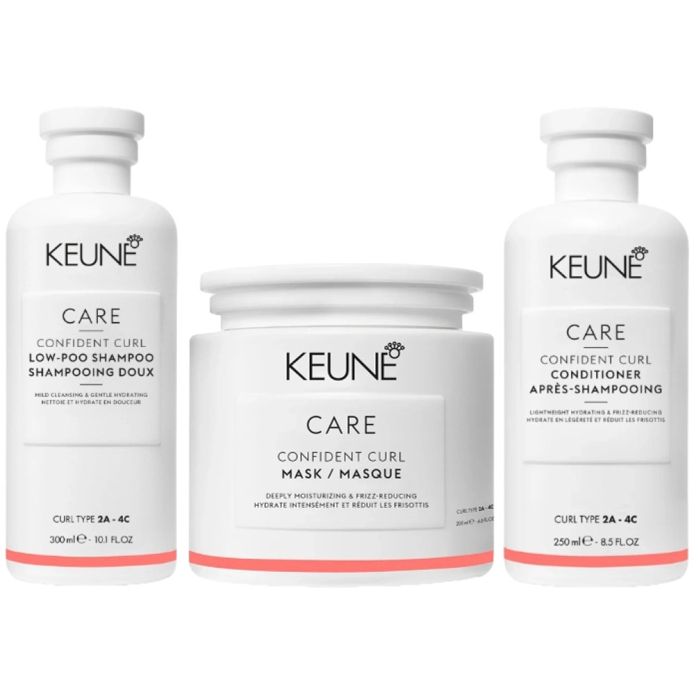 Pachet par cret sau ondulat Confident Curl Care - Sampon 300ml, Balsam 250ml, Masca 200ml