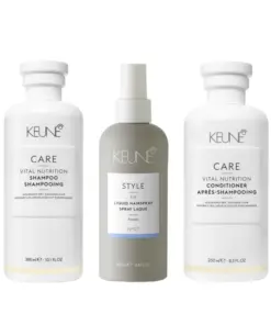 Pachet par uscat Care vital Nutrition - Sampon 300ml, Balsam 250ml, Fixativ lichid Hairspray 200ml