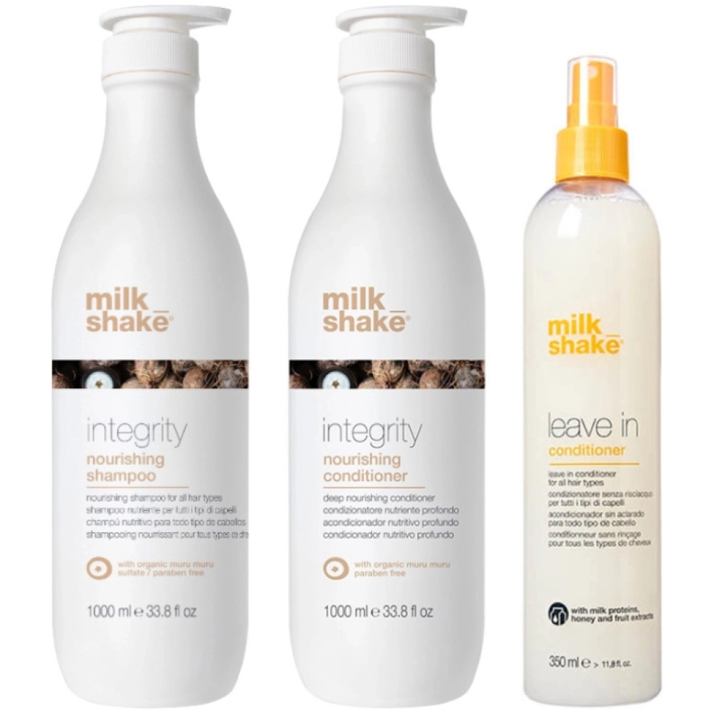 Pachet reparare si hidratare Integrity - Sampon 1000ml, Balsam 1000ml, Leave-in 350ml