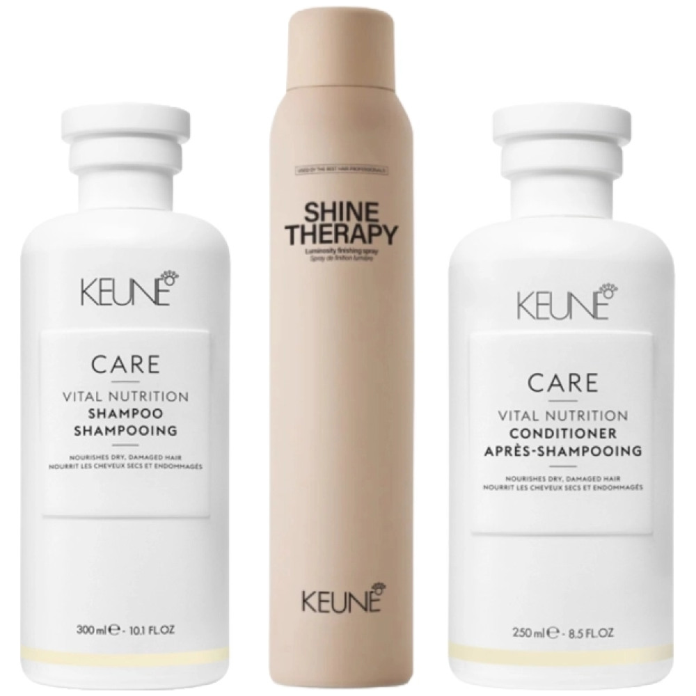 Pachet par uscat Care Vital Nutrition - Sampon 300ml, Balsam 250ml, Spray stralucire 200ml