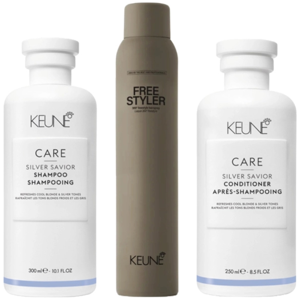 Pachet par blond Care Silver Savior - Sampon 300ml, Balsam 250ml, Fixativ 300ml