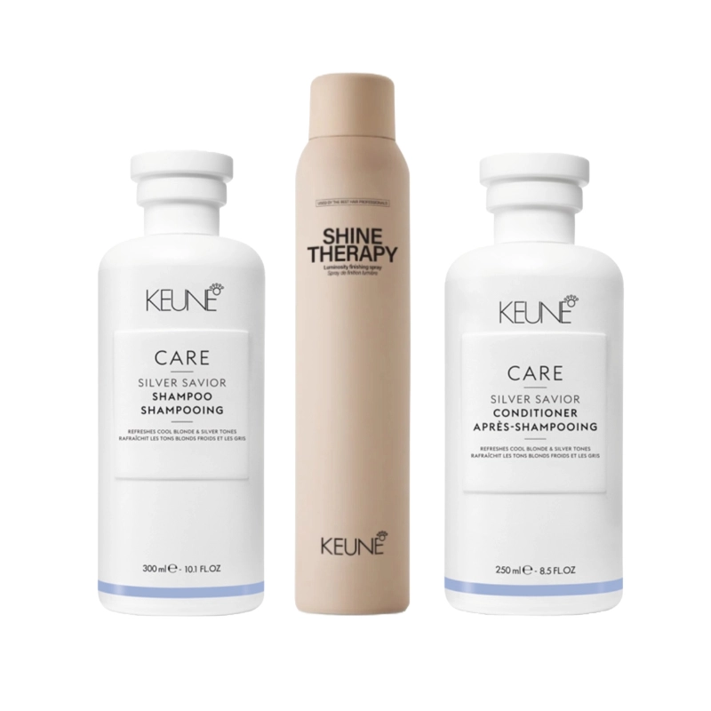 Pachet par blond Care Silver Savior - Sampon 300ml, Balsam 250ml, Spray stralucire 200ml