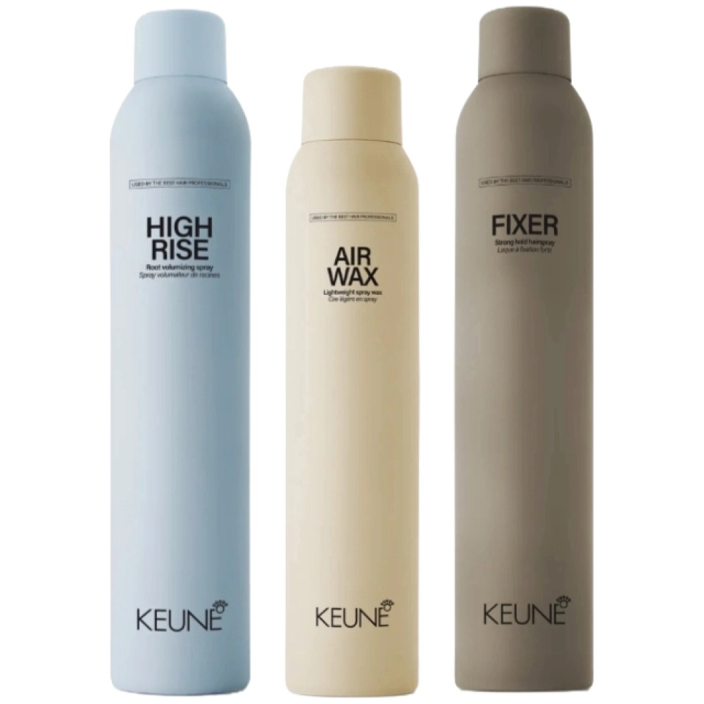Pachet styling - Spray-ceara Style Air Wax 200ml, Fixativ 300ml, Spray volum STYLE HIGH RISE 300ml