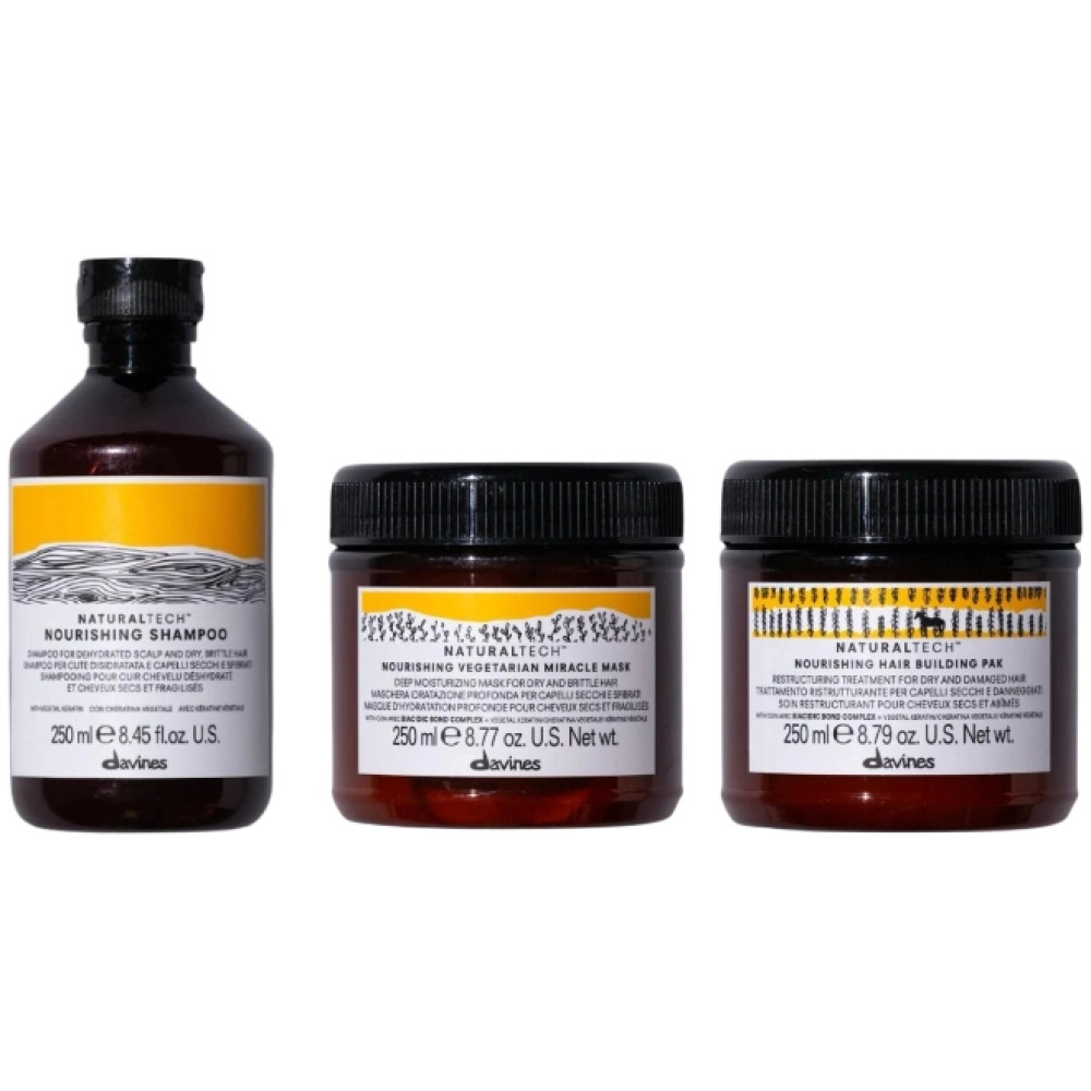 Set pentru parul deteriorat Naturaltech Nourishing - Sampon 250ml, Masca 250ml, Tratament 250ml