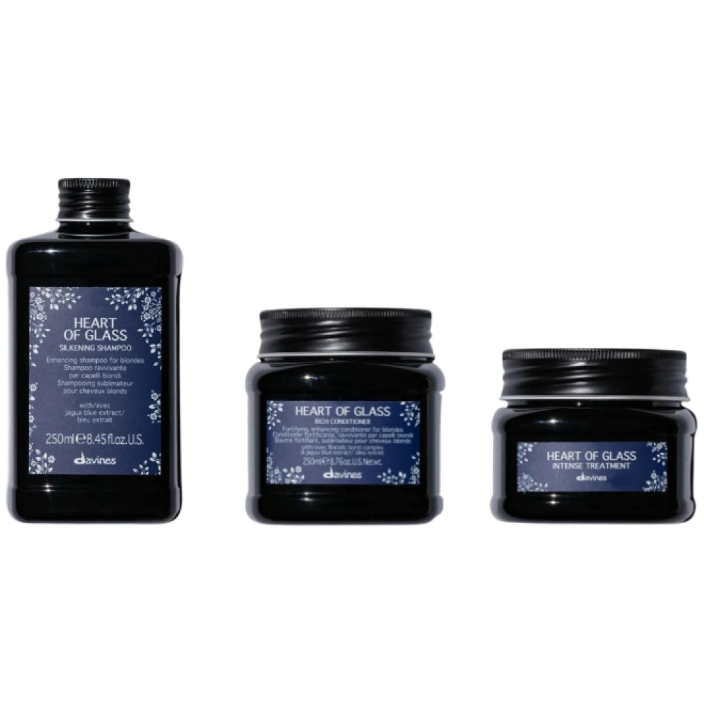 Set de hidratare pentru parul blond Heart of Glass - Sampon 250ml, Balsam 250ml, Tratament 150ml