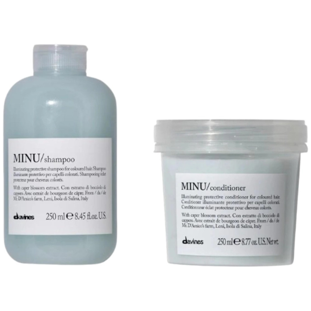 Set de stralucire pentru parul vopsit MINU - Sampon 250ml, Balsam 250ml