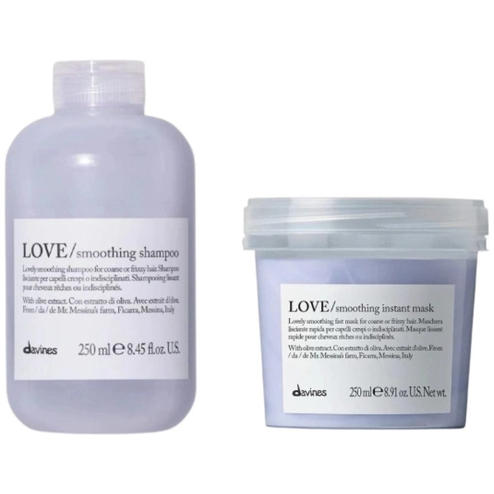 Set pentru netezirea parului rebel LOVE - Sampon 250ml, Masca 250ml