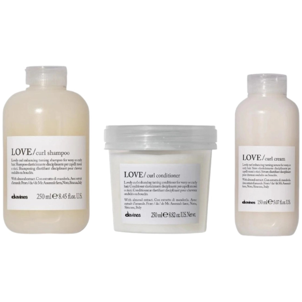 Set pentru ingrijirea parului cret sau ondulat LOVE CURL - Sampon 250ml, Balsam 250ml, Ser 150ml