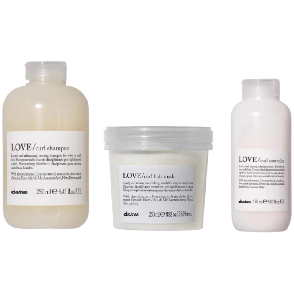 Set pentru ingrijirea parului cret sau ondulat LOVE CURL - Sampon 250ml, Masca 250ml, Crema 150ml