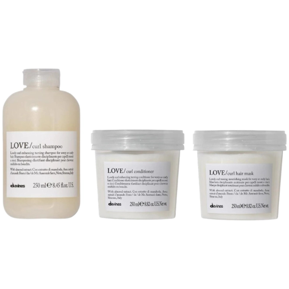 Set pentru ingrijirea parului cret sau ondulat LOVE CURL - Sampon 250ml, Balsam 250ml, Masca 250ml
