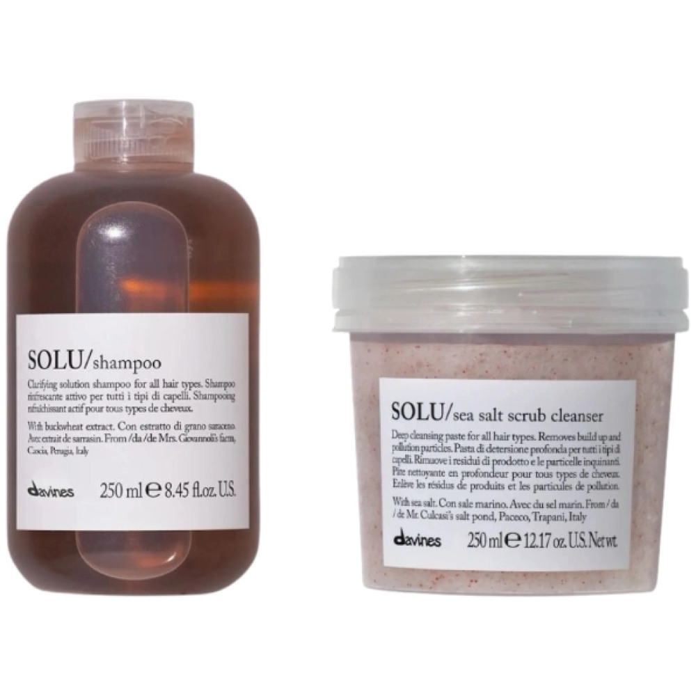 Set pentru curatarea profunda a parului SOLU - Sampon 250ml, Scrub 250ml