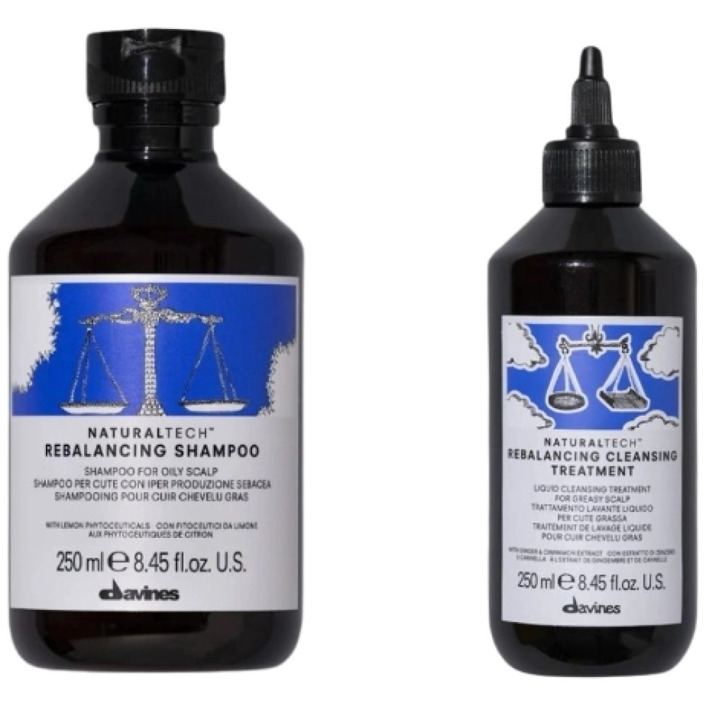 Set de curatare pentru parul gras Naturaltech Rebalancing - Sampon 250ml, Tratament 250ml