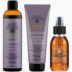 Pachet neutralizare si hidratare blonde story - sampon 250ml, balsam 250ml, ulei de argan 100ml