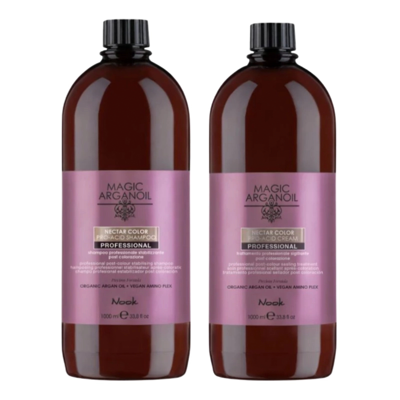Pachet par vopsit post-colorare nectar color magic argan oil - sampon 1000ml, tratament 1000ml